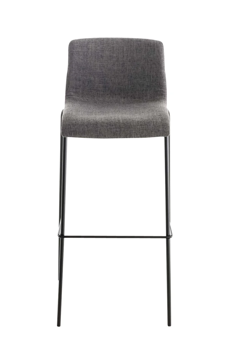 Tabouret de bar classique x1 avec repose-pieds et quatre pieds stable en métal noir assise en tissu gris clair 10_0004956