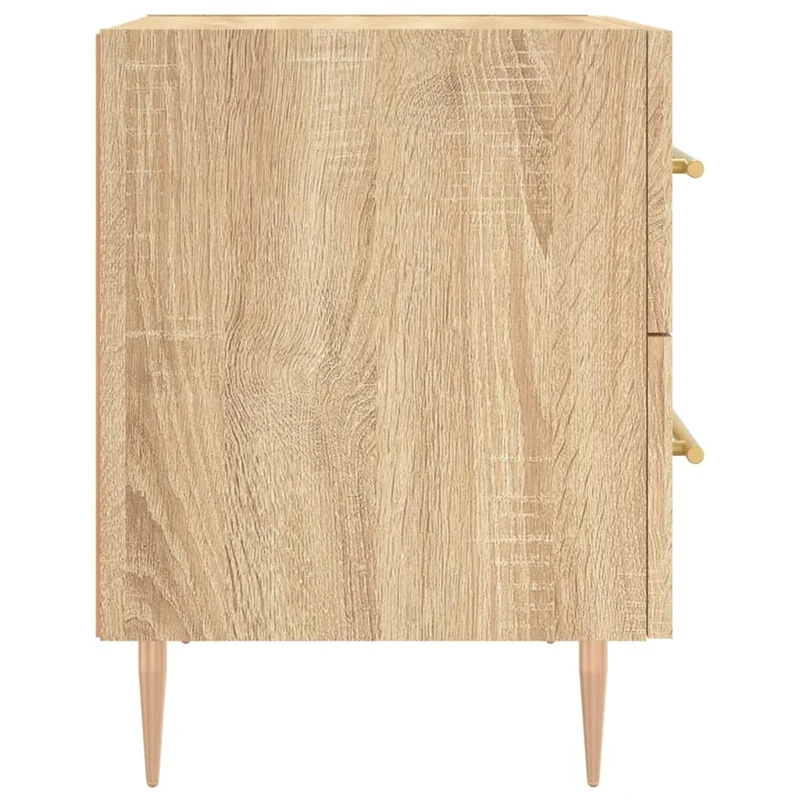 Lot de 2 tables de chevet avec deux tiroirs 40 x 35 x 47,5 cm bois d'ingénierie couleur chêne et fer DEC035243