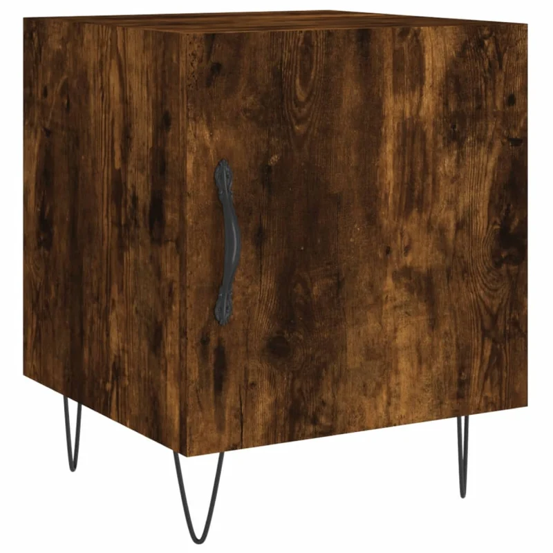 Lot de 2 tables de chevet avec compartiment avec porte 40 x 40 x 50 cm bois d'ingénierie marron et fer DEC035121