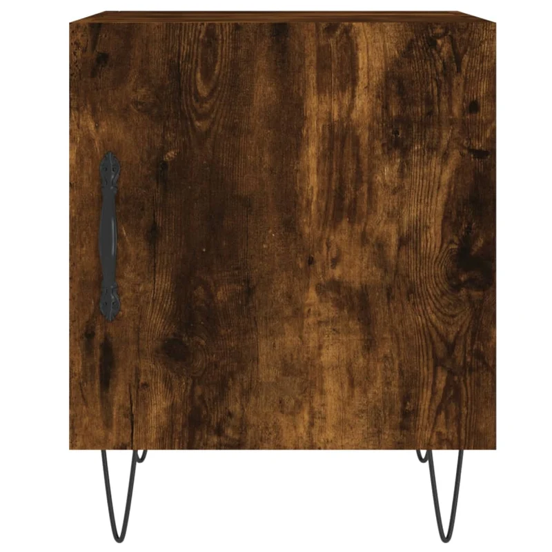 Lot de 2 tables de chevet avec compartiment avec porte 40 x 40 x 50 cm bois d'ingénierie marron et fer DEC035121