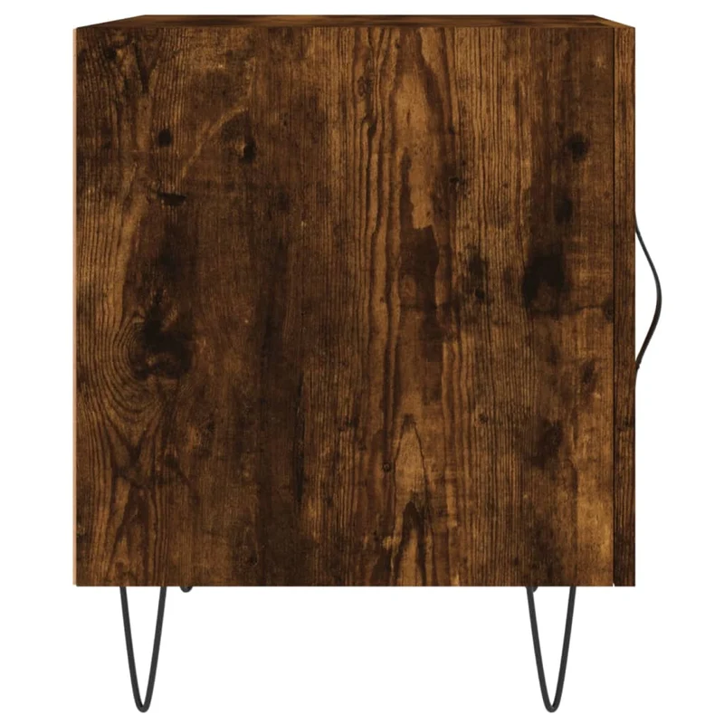 Lot de 2 tables de chevet avec compartiment avec porte 40 x 40 x 50 cm bois d'ingénierie marron et fer DEC035121