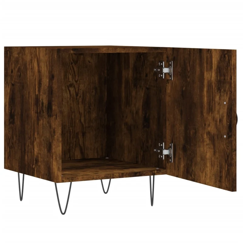 Lot de 2 tables de chevet avec compartiment avec porte 40 x 40 x 50 cm bois d'ingénierie marron et fer DEC035121