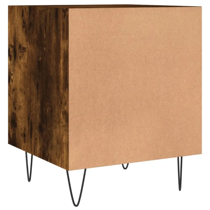 Lot de 2 tables de chevet avec compartiment avec porte 40 x 40 x 50 cm bois d'ingénierie marron et fer DEC035121