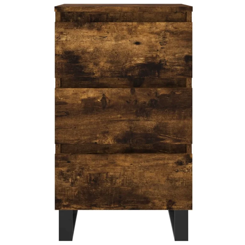 Lot de 2 tables de chevet avec 3 tiroirs 40 x 35 x 69 cm bois ingénierie marron et fer DEC035106