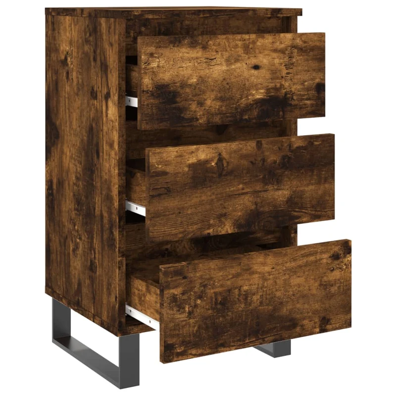 Lot de 2 tables de chevet avec 3 tiroirs 40 x 35 x 69 cm bois ingénierie marron et fer DEC035106
