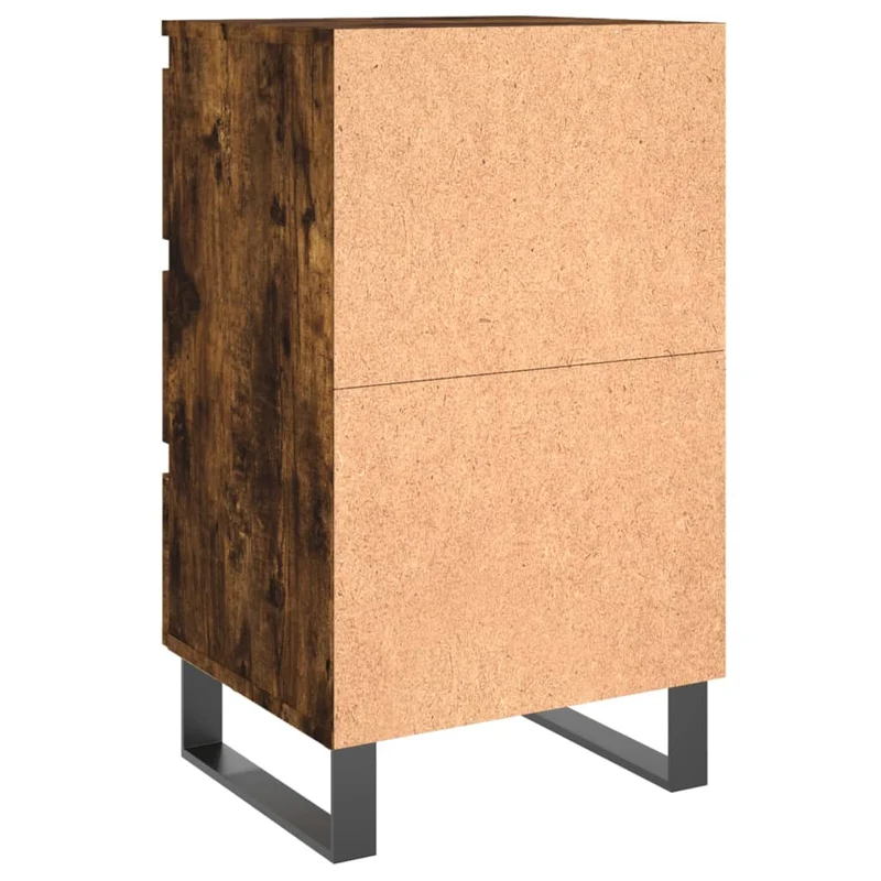 Lot de 2 tables de chevet avec 3 tiroirs 40 x 35 x 69 cm bois ingénierie marron et fer DEC035106