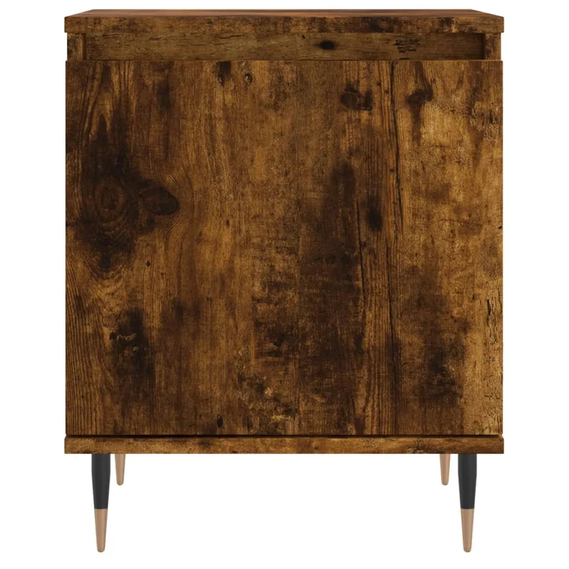 Lot de 2 tables de chevet avec compartiment avec porte 40 x 30 x 50 cm bois d'ingénierie marron et fer DEC035080