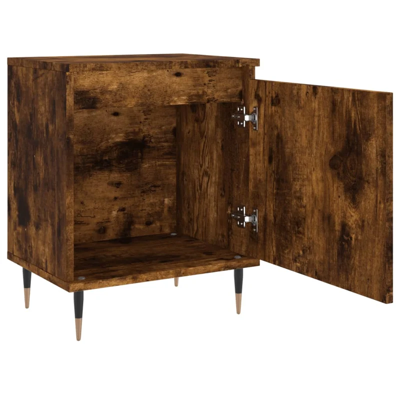 Lot de 2 tables de chevet avec compartiment avec porte 40 x 30 x 50 cm bois d'ingénierie marron et fer DEC035080