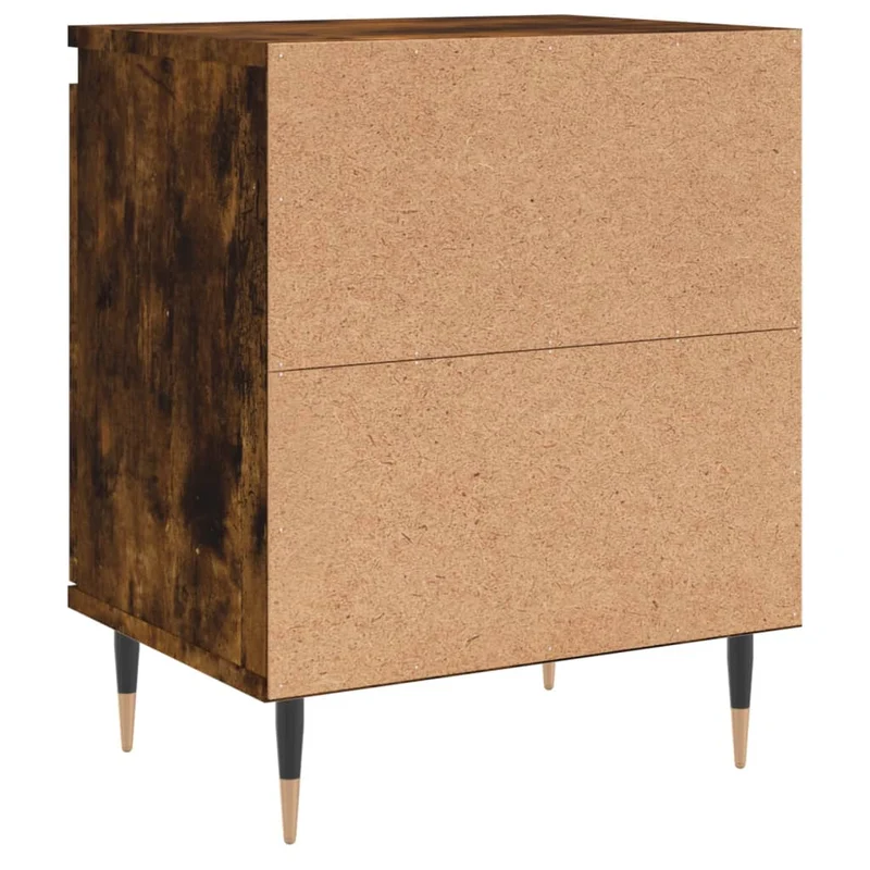 Lot de 2 tables de chevet avec compartiment avec porte 40 x 30 x 50 cm bois d'ingénierie marron et fer DEC035080