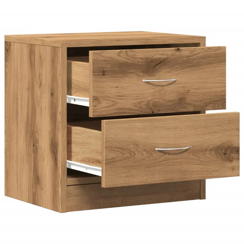Lot de 2 tables de chevet avec deux tiroirs 40 x 30 x 40 cm en bois d'ingénierie couleur chêne DEC035056