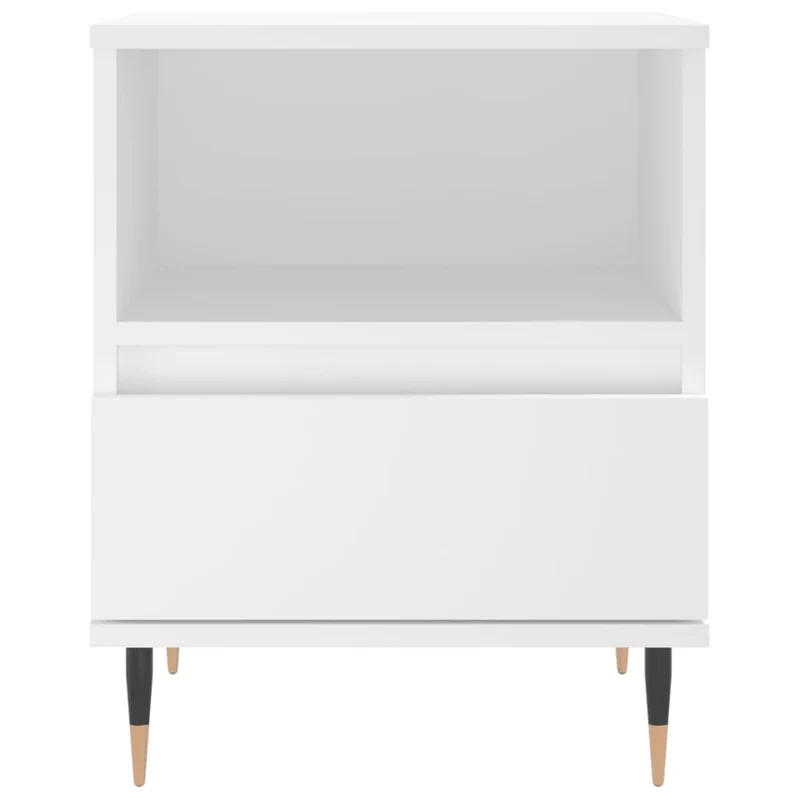 Lot de 2 tables de chevet avec compartiment ouvert et tiroir 40 x 35 x 50 cm bois d’ingénierie blanc et métal DEC034940