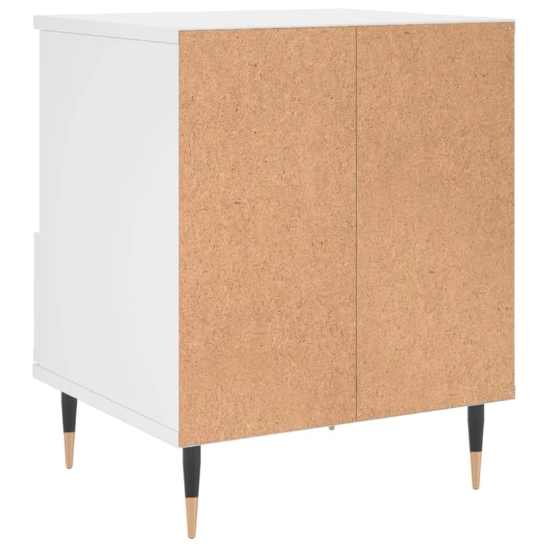 Lot de 2 tables de chevet avec compartiment ouvert et tiroir 40 x 35 x 50 cm bois d’ingénierie blanc et métal DEC034940