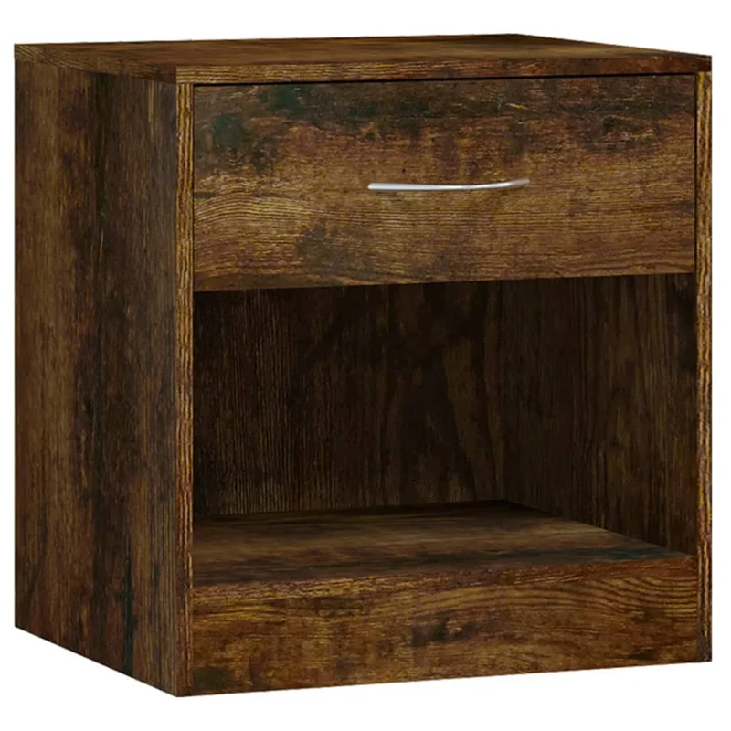 Lot de 2 tables de chevet avec tiroir et compartiment ouvert 36,5 x 30,5 x 38 cm bois d'ingénierie marron DEC034844