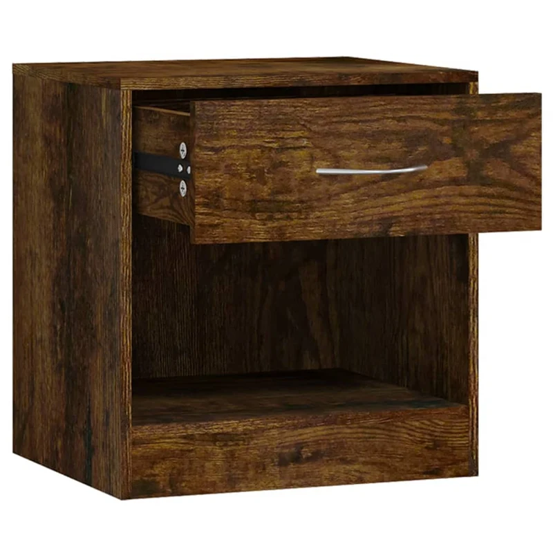 Lot de 2 tables de chevet avec tiroir et compartiment ouvert 36,5 x 30,5 x 38 cm bois d'ingénierie marron DEC034844