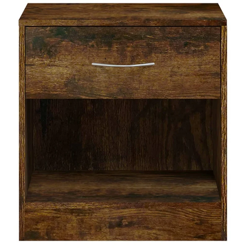 Lot de 2 tables de chevet avec tiroir et compartiment ouvert 36,5 x 30,5 x 38 cm bois d'ingénierie marron DEC034844