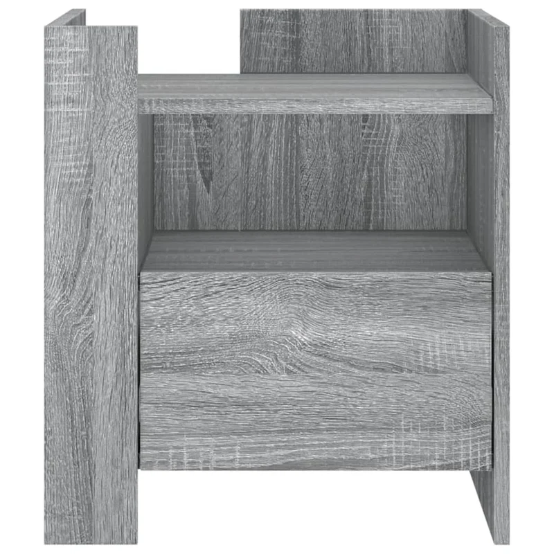Table de chevet avec étagère et tiroir 45 x 50 x 50 cm bois d'ingénierie gris DEC034672