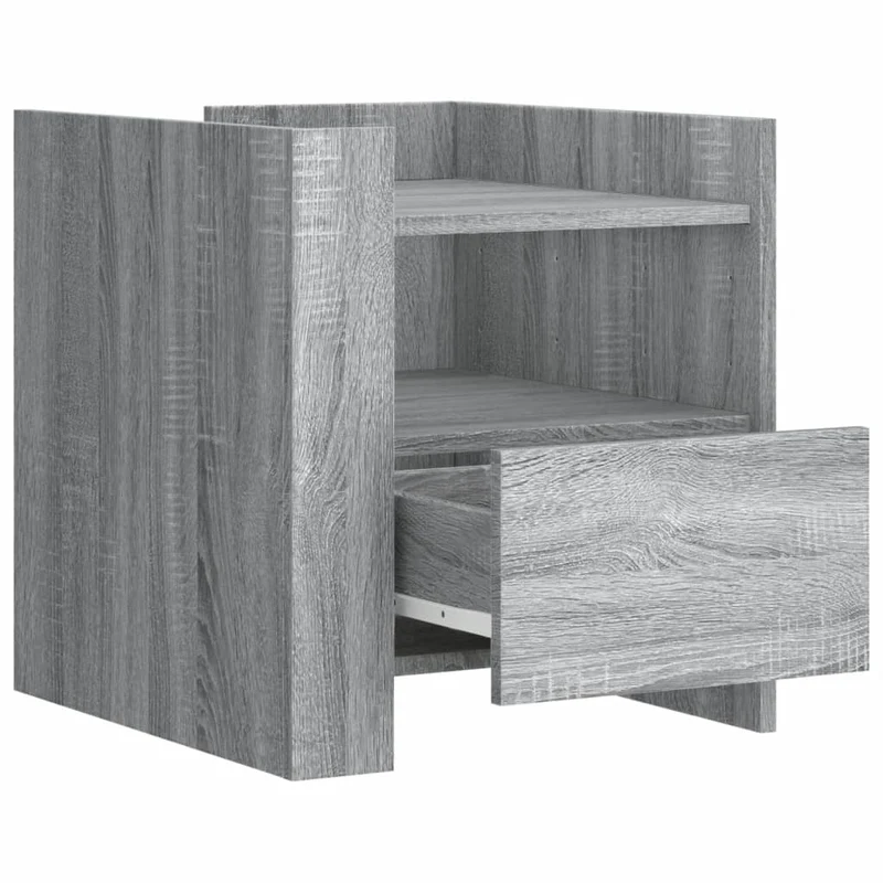 Table de chevet avec étagère et tiroir 45 x 50 x 50 cm bois d'ingénierie gris DEC034672