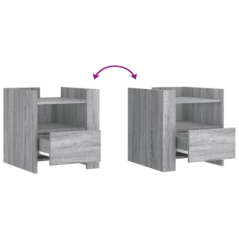Table de chevet avec étagère et tiroir 45 x 50 x 50 cm bois d'ingénierie gris DEC034672