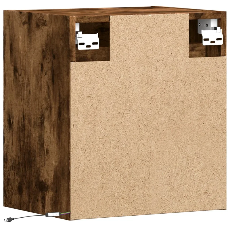 Table de chevet murale avec lumières LED 41 x 31 x 45 cm en bois d'ingénierie marron DEC034174