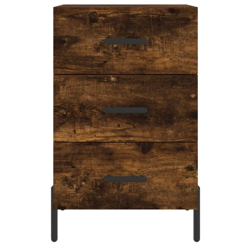 Table de chevet avec 3 tiroirs 40 x 40 x 66 cm bois d'ingénierie marron et fer DEC033623