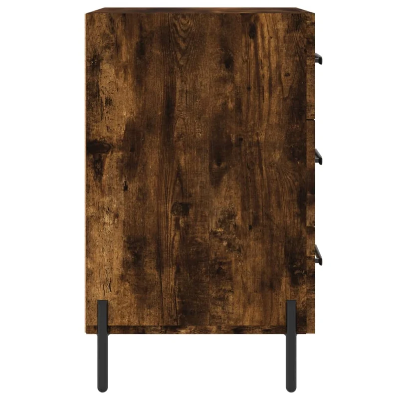 Table de chevet avec 3 tiroirs 40 x 40 x 66 cm bois d'ingénierie marron et fer DEC033623