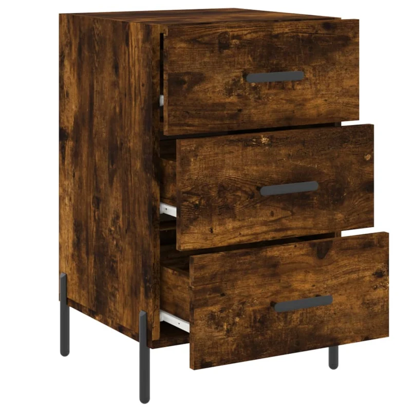 Table de chevet avec 3 tiroirs 40 x 40 x 66 cm bois d'ingénierie marron et fer DEC033623