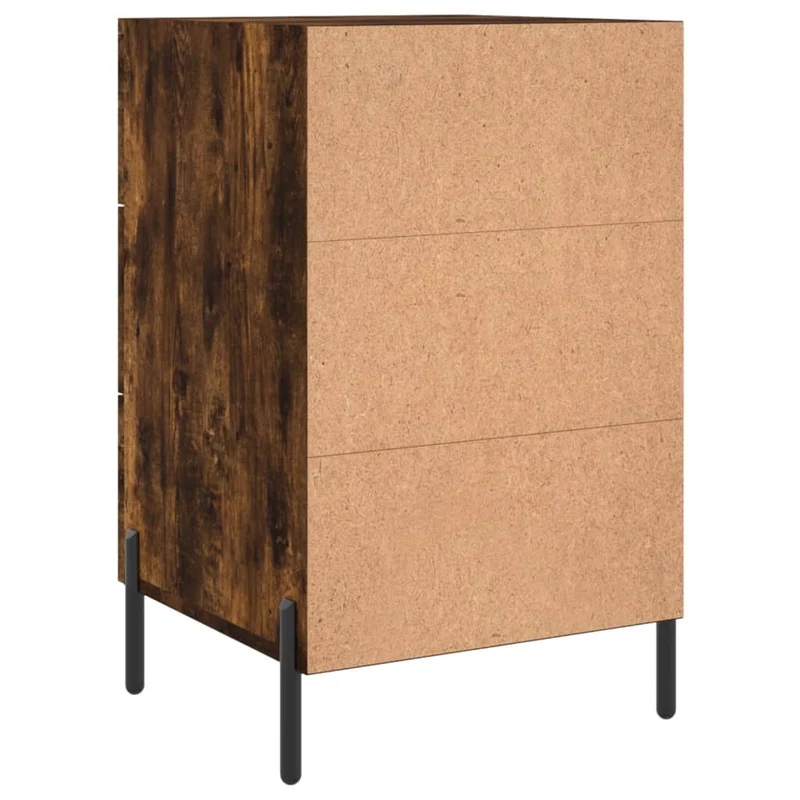 Table de chevet avec 3 tiroirs 40 x 40 x 66 cm bois d'ingénierie marron et fer DEC033623