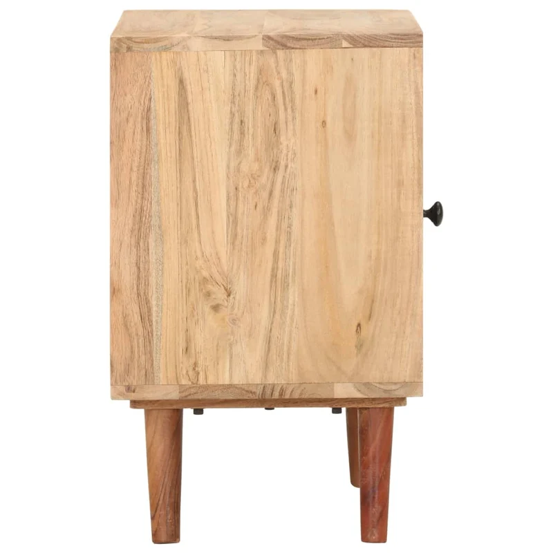 Table de chevet avec compartiment avec porte 40 x 30 x 50 cm bois d'acacia bois d'ingénierie finition de peinture noire DEC032924