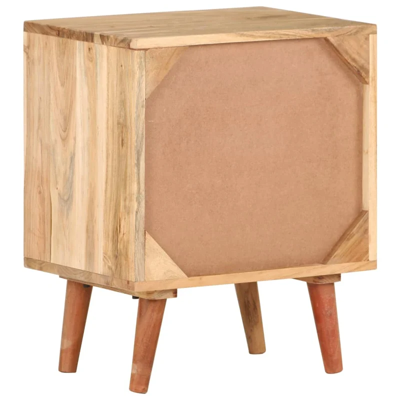 Table de chevet avec compartiment avec porte 40 x 30 x 50 cm bois d'acacia bois d'ingénierie finition de peinture noire DEC032924