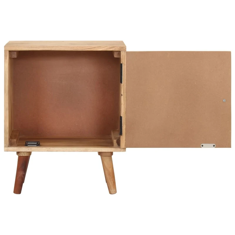 Table de chevet avec compartiment avec porte 40 x 30 x 50 cm bois d'acacia bois d'ingénierie finition de peinture noire DEC032924