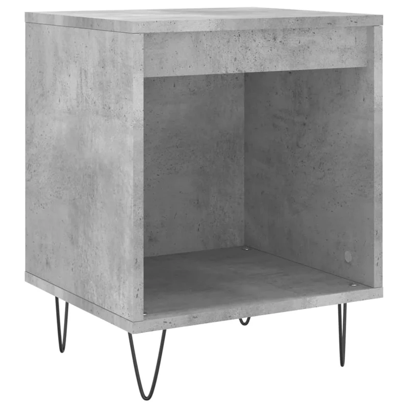 Lot de 2 tables de chevet avec compartiment ouvert 40 x 35 x 50 cm bois d’ingénierie gris et métal DEC035369