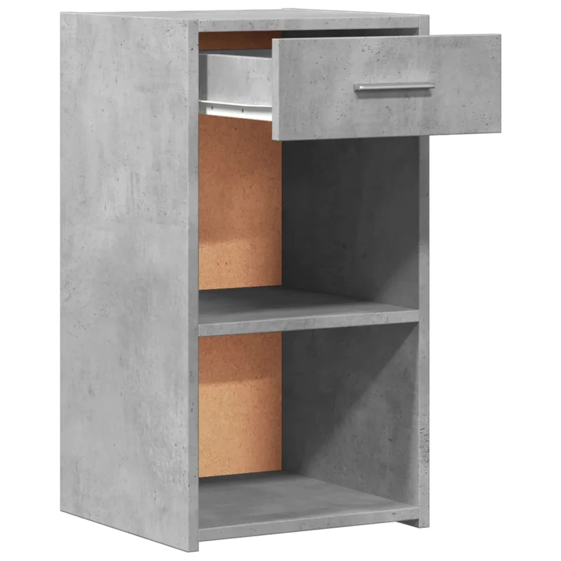 Lot de 2 tables de chevet avec compartiments ouverts et tiroir 35 x 34 x 65 cm bois ingénierie gris DEC035341