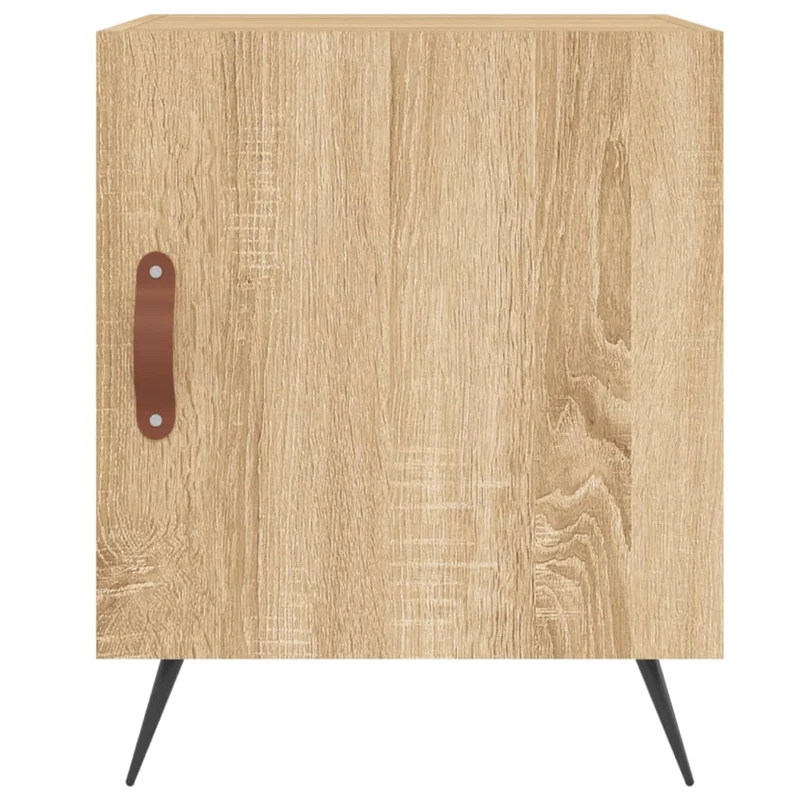 Lot de 2 tables de chevet avec compartiment avec porte 40 x 40 x 50 cm bois ingénierie couleur chêne et fer DEC035275