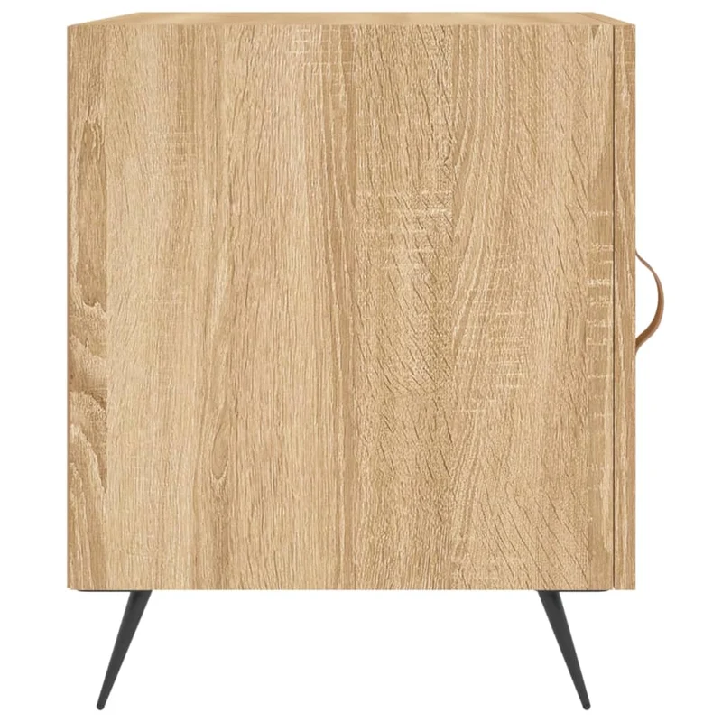 Lot de 2 tables de chevet avec compartiment avec porte 40 x 40 x 50 cm bois ingénierie couleur chêne et fer DEC035275