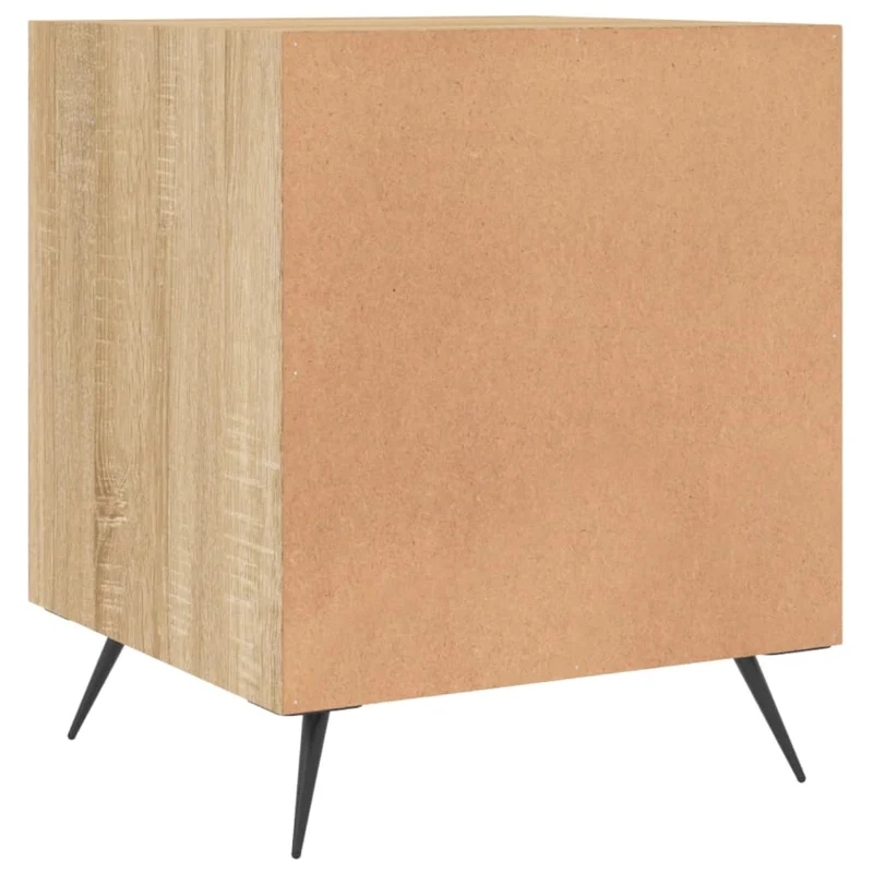 Lot de 2 tables de chevet avec compartiment avec porte 40 x 40 x 50 cm bois ingénierie couleur chêne et fer DEC035275