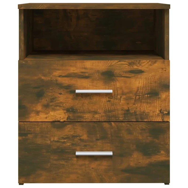 Lot de 2 tables de chevet avec deux tiroirs et compartiment ouvert 50 x 32 x 60 cm bois d'ingénierie marron DEC035146