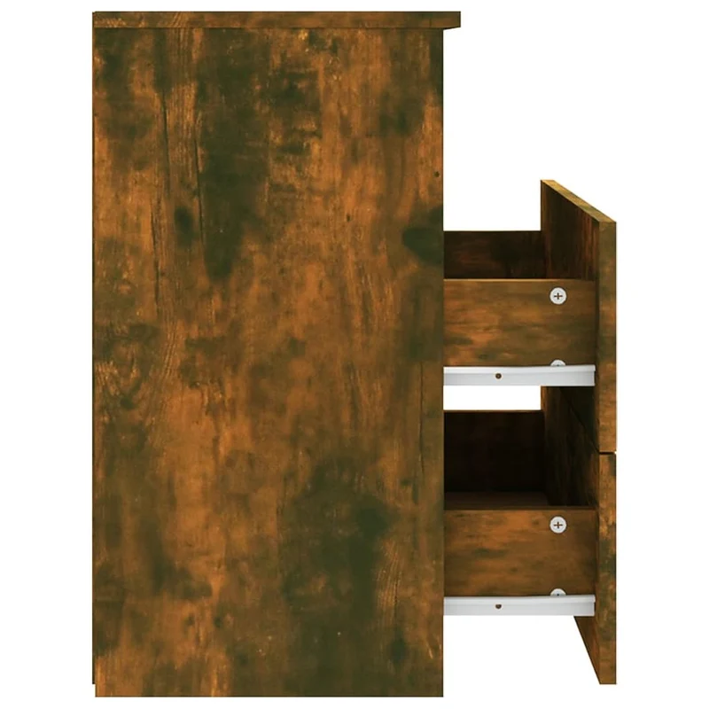 Lot de 2 tables de chevet avec deux tiroirs et compartiment ouvert 50 x 32 x 60 cm bois d'ingénierie marron DEC035146