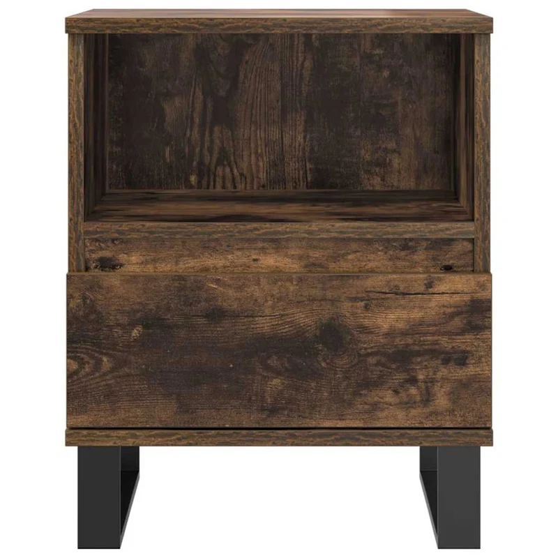 Lot de 2 tables de chevet avec compartiment ouvert et tiroir 40 x 35 x 50 cm bois ingénierie marron et métal DEC035102