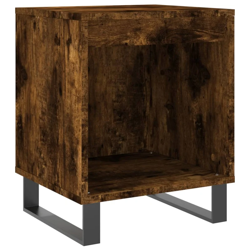 Lot de 2 tables de chevet avec compartiment ouvert 40 x 35 x 50 cm bois ingénierie marron et métal DEC035099