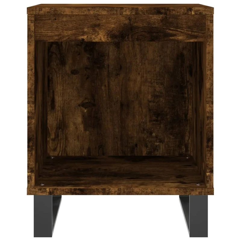 Lot de 2 tables de chevet avec compartiment ouvert 40 x 35 x 50 cm bois ingénierie marron et métal DEC035099