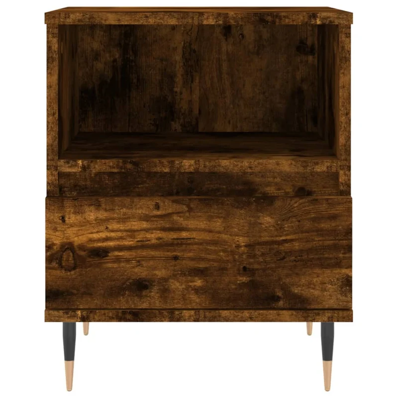 Lot de 2 tables de chevet avec compartiment ouvert et tiroir 40 x 35 x 50 cm bois ingénierie marron et métal DEC035095