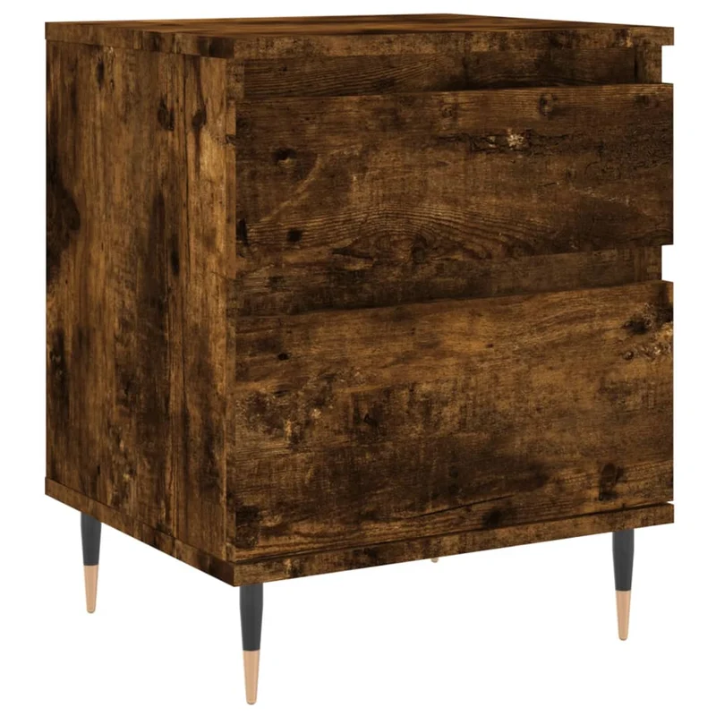 Lot de 2 tables de chevet avec tiroir et compartiment avec porte 40 x 35 x 50 cm bois ingénierie marron et métal DEC035093