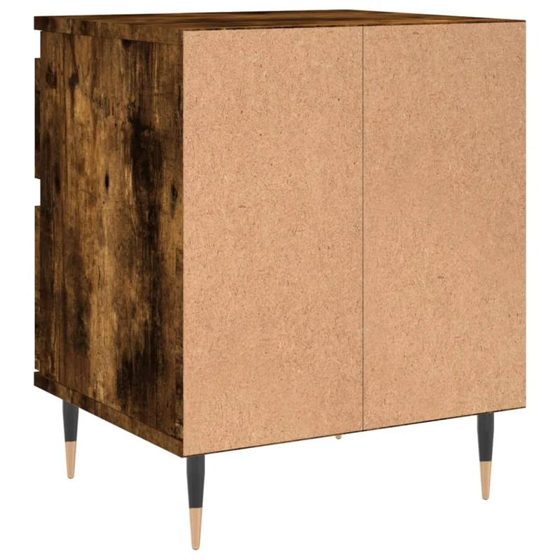 Lot de 2 tables de chevet avec tiroir et compartiment avec porte 40 x 35 x 50 cm bois ingénierie marron et métal DEC035093