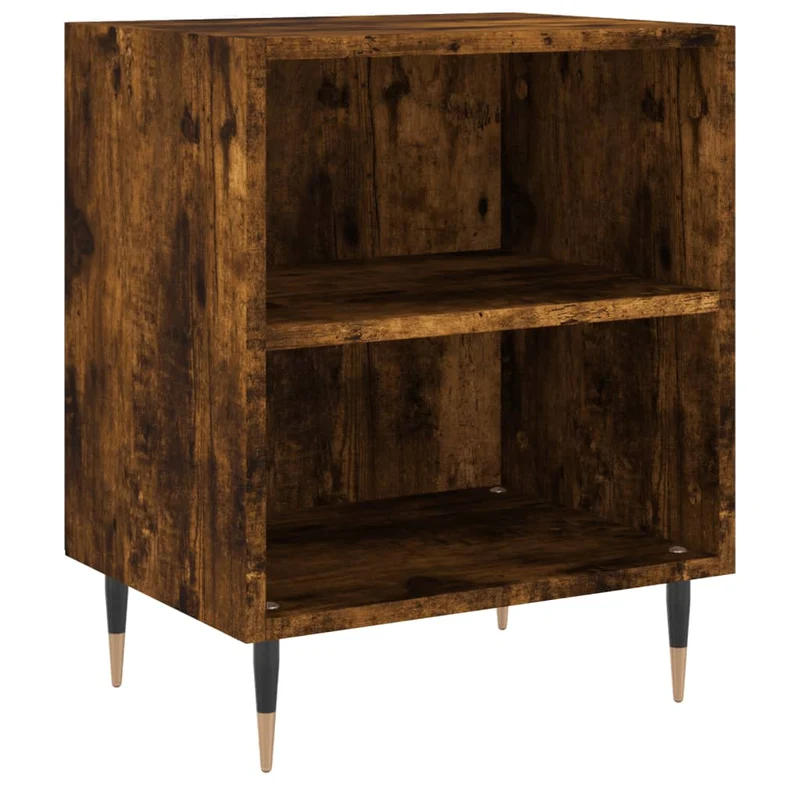Lot de 2 tables de chevet avec étagères 40 x 30 x 50 cm bois d'ingénierie marron et fer DEC035083