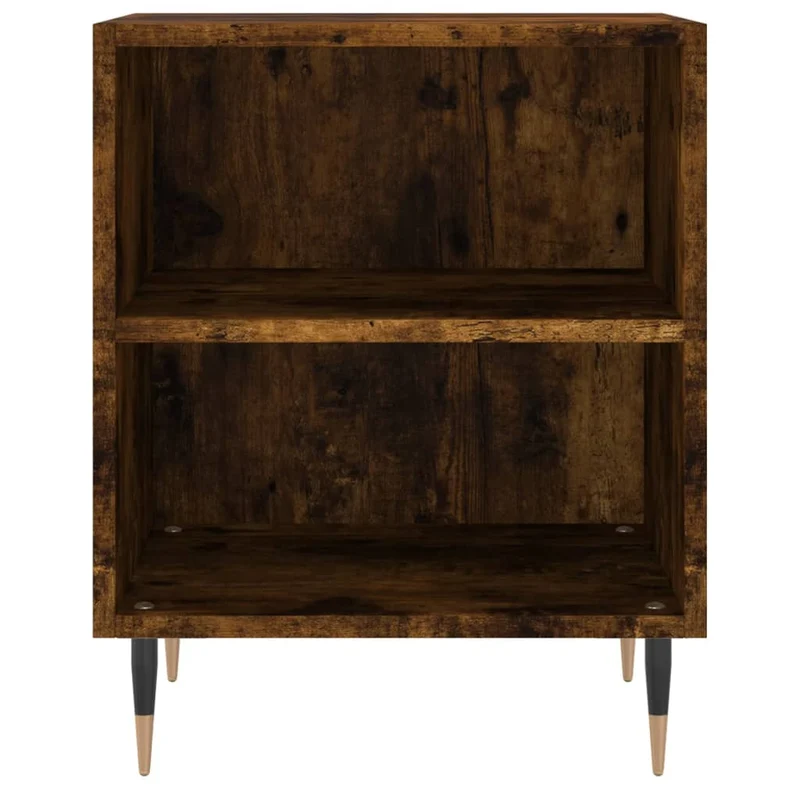 Lot de 2 tables de chevet avec étagères 40 x 30 x 50 cm bois d'ingénierie marron et fer DEC035083