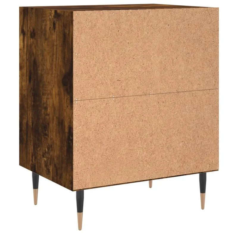 Lot de 2 tables de chevet avec étagères 40 x 30 x 50 cm bois d'ingénierie marron et fer DEC035083