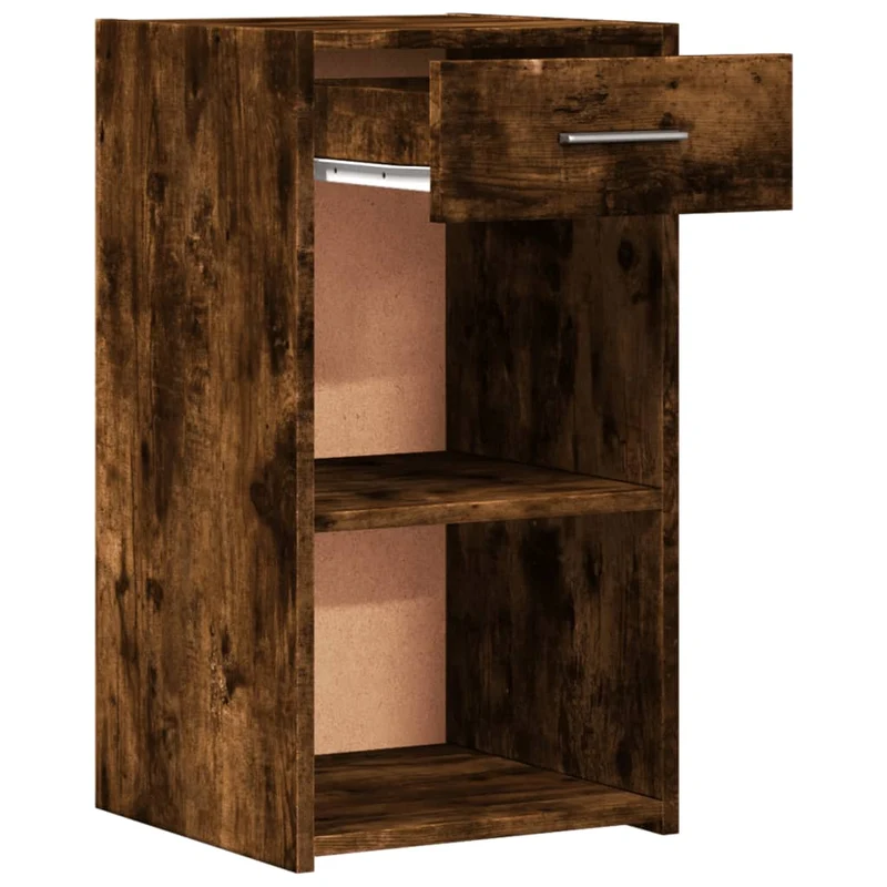 Lot de 2 tables de chevet avec étagères et tiroir 35 x 34 x 65 cm bois ingénierie marron DEC035066