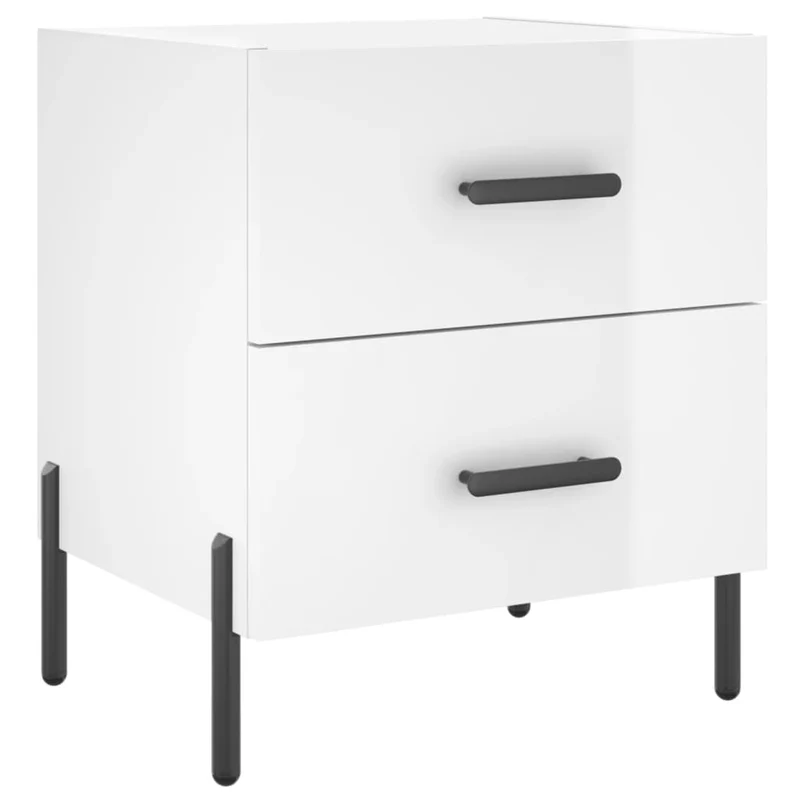 Lot de 2 tables de chevet avec deux tiroirs 40 x 35 x 47,5 cm bois d'ingénierie blanc et fer DEC034989