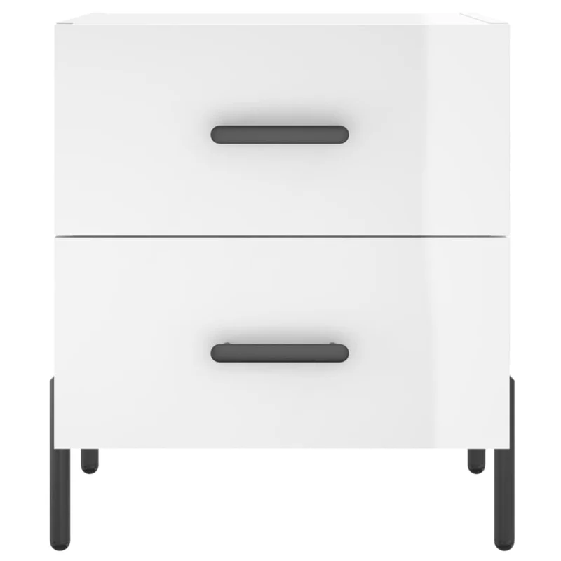 Lot de 2 tables de chevet avec deux tiroirs 40 x 35 x 47,5 cm bois d'ingénierie blanc et fer DEC034989