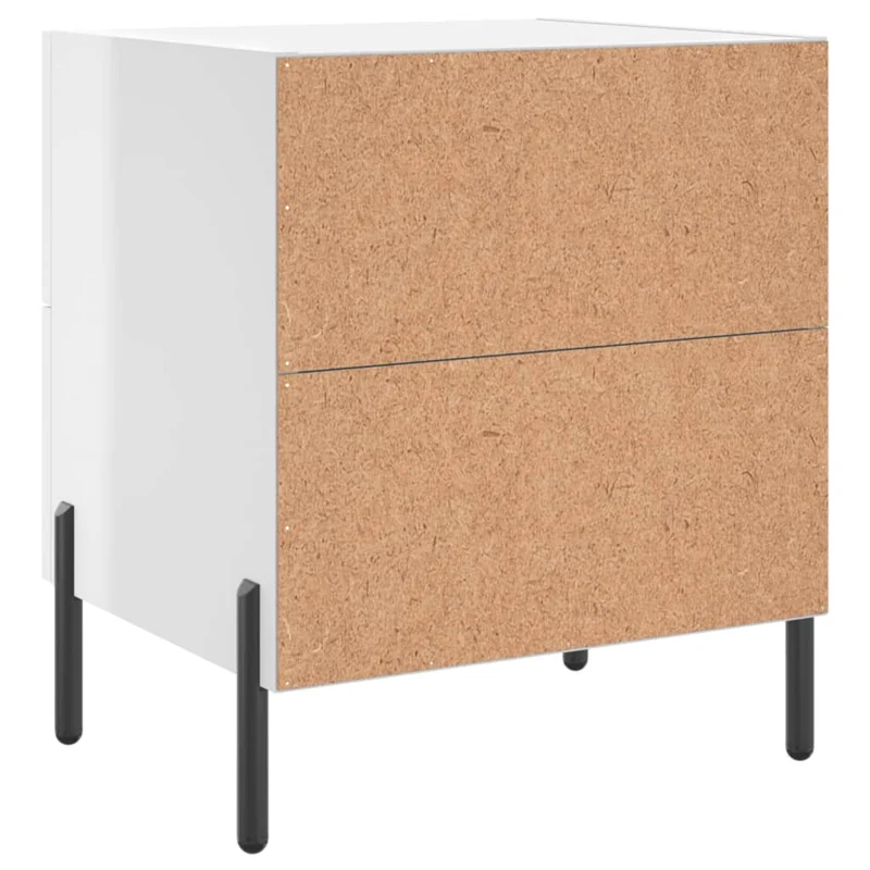 Lot de 2 tables de chevet avec deux tiroirs 40 x 35 x 47,5 cm bois d'ingénierie blanc et fer DEC034989